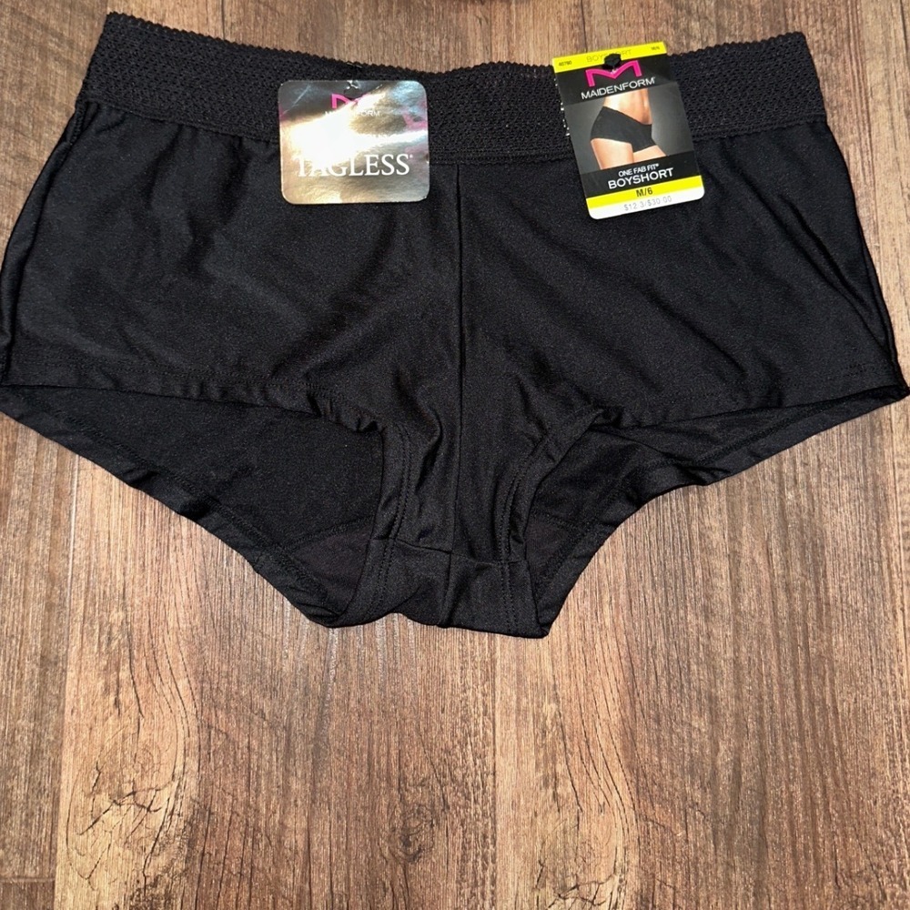 Maidenform One Fab Fit Boyshorts NWT size M(6) Nude Polka Dot & Black - Picture 2 of 3